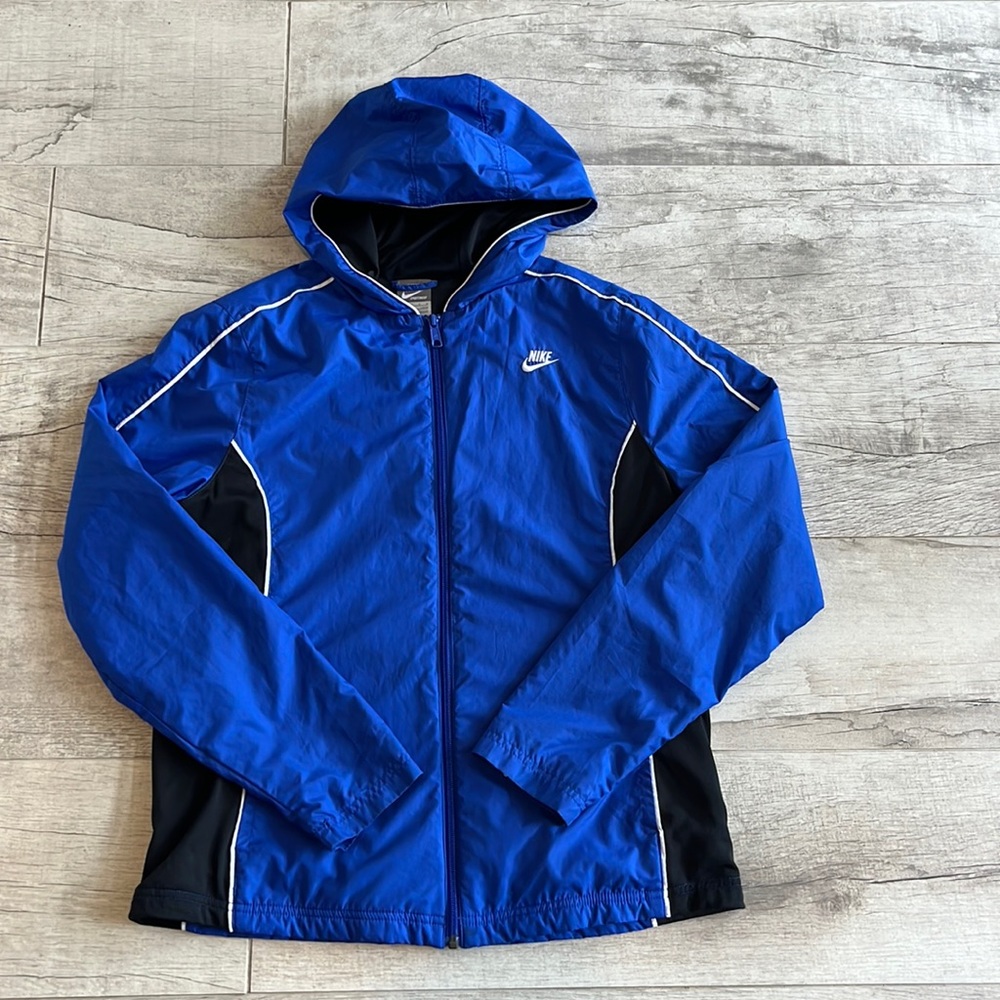 Nike Kids Blue and White Jacket Size: L (12-14)